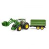 11138854 BRUDER John Deere 7R 350 traktor homlokrakodóval és pótkocsival - 3155